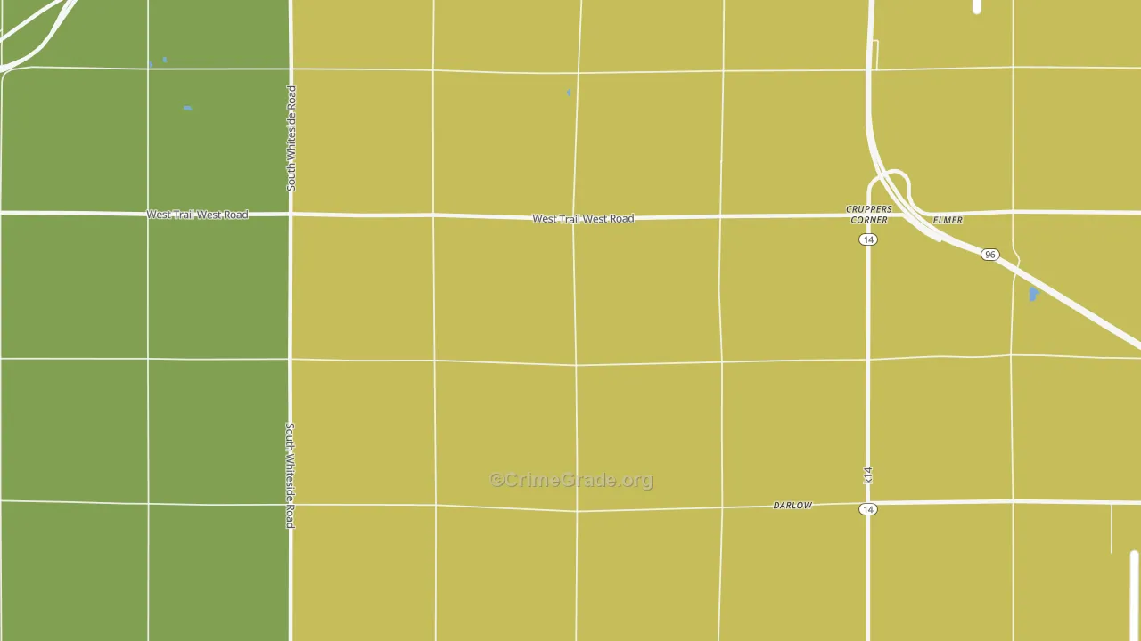 Cruppers Corner, KS Map of Vehicle Theft Rates