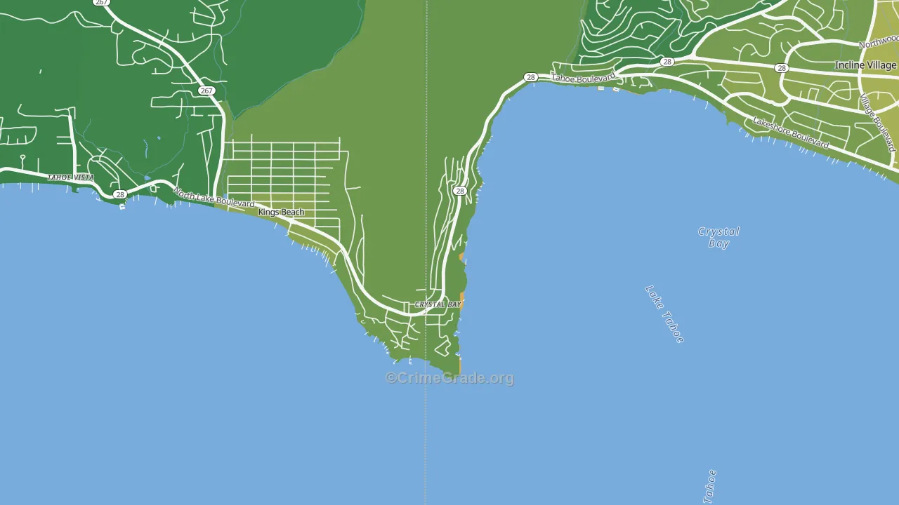 Crystal Bay, NV Map of Vehicle Theft Rates