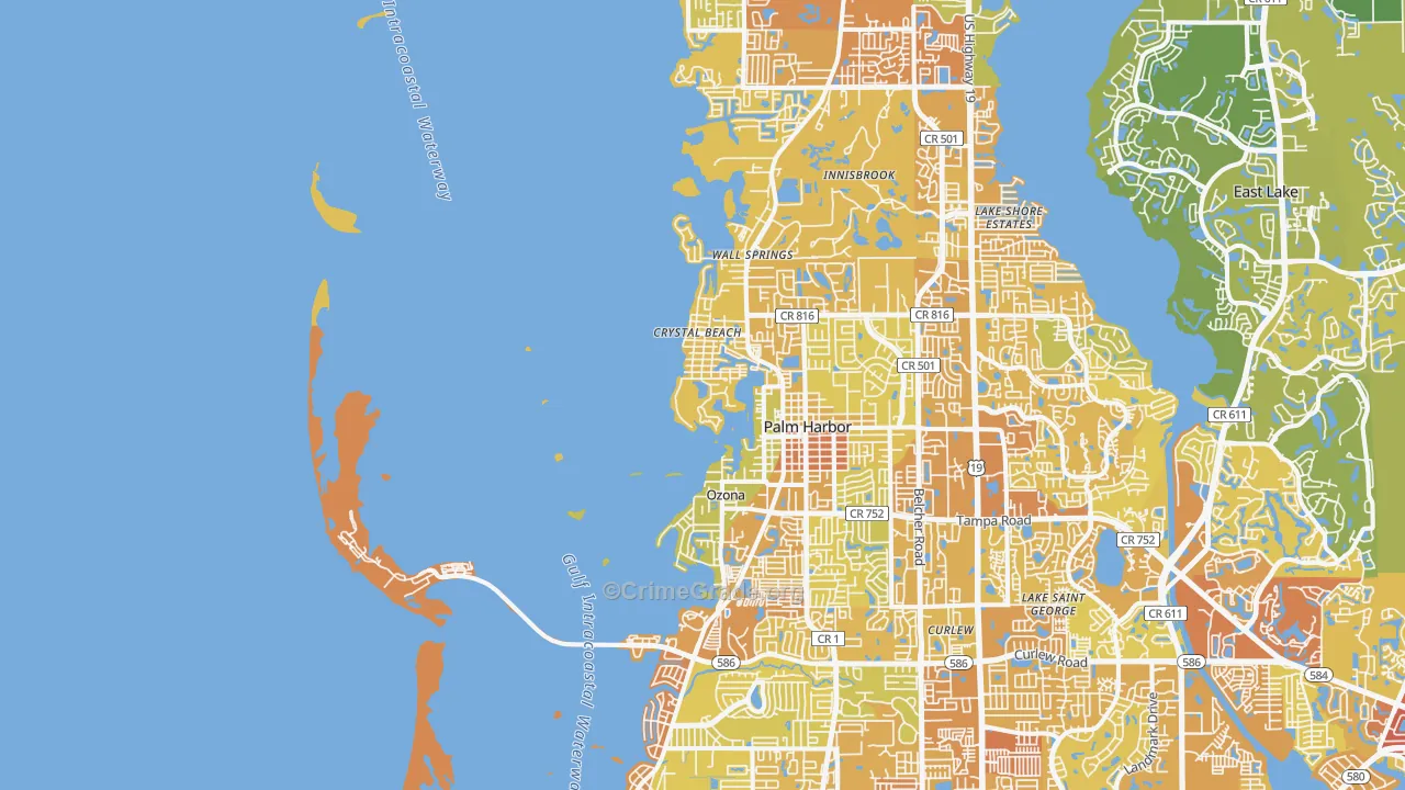 Crystal Beach, FL Map of Vehicle Theft Rates