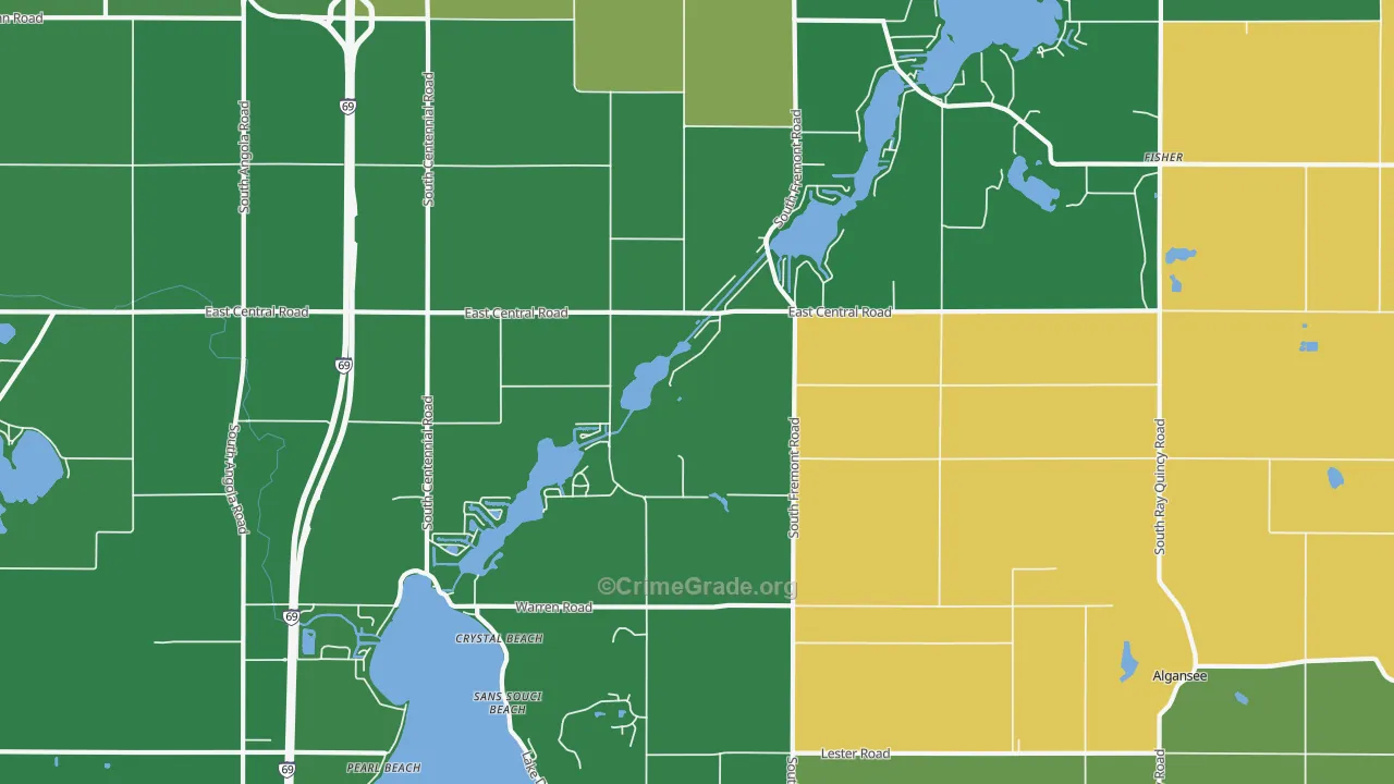 Crystal Beach, MI Map of Vehicle Theft Rates