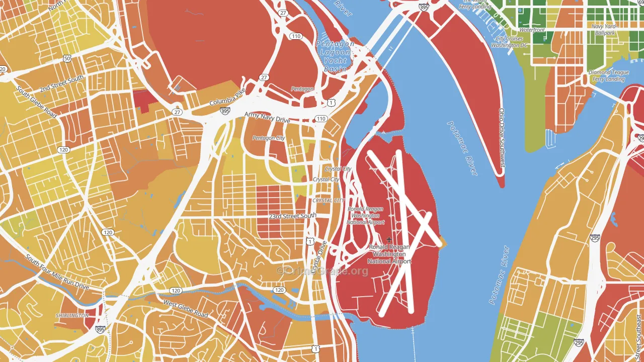 Crystal City, Arlington, VA Map of Vehicle Theft Rates