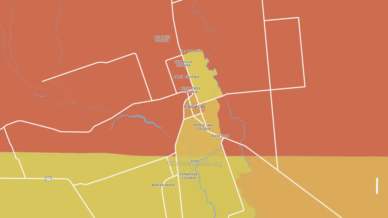 Crystal City, TX Map of Vehicle Theft Rates