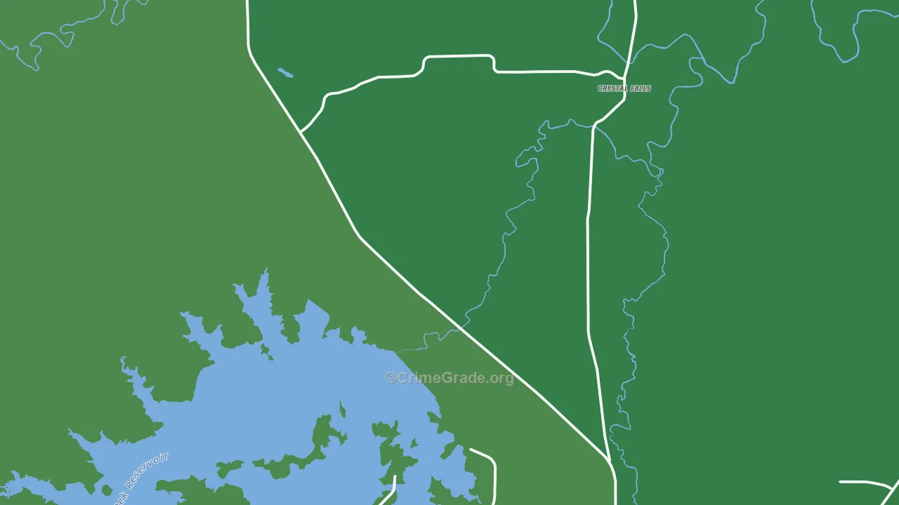 Crystal Falls, TX Map of Vehicle Theft Rates