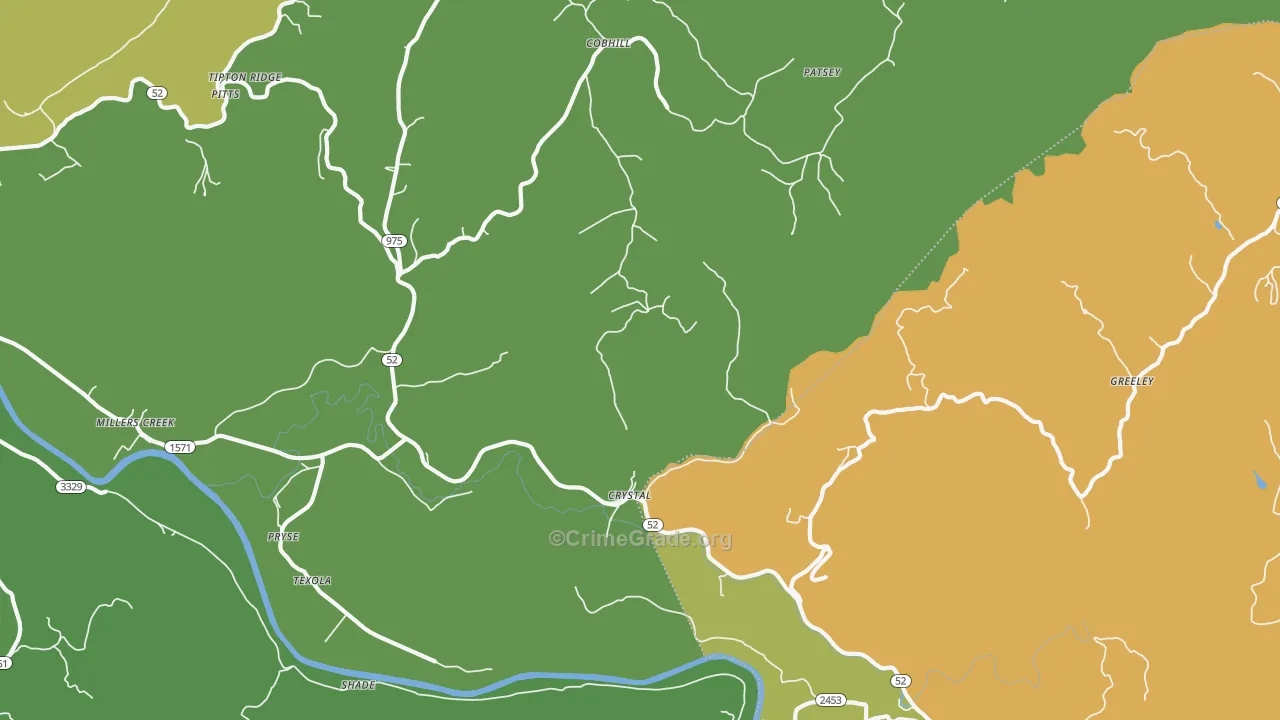 Crystal, KY Map of Vehicle Theft Rates