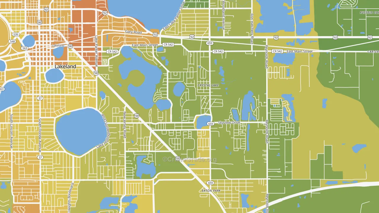 Crystal Lake, FL Map of Vehicle Theft Rates