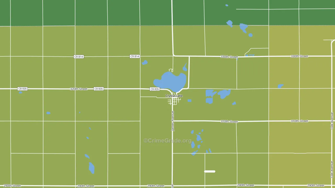 Crystal Lake, IA Map of Vehicle Theft Rates