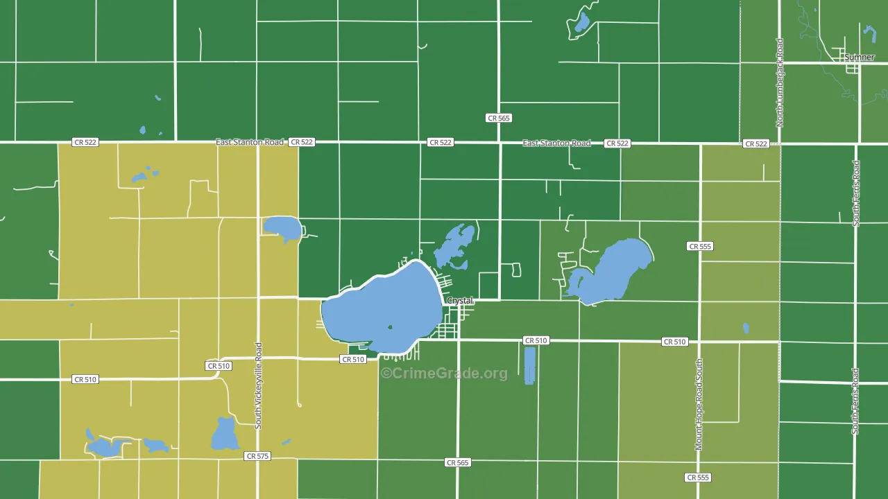 Crystal, MI Map of Vehicle Theft Rates