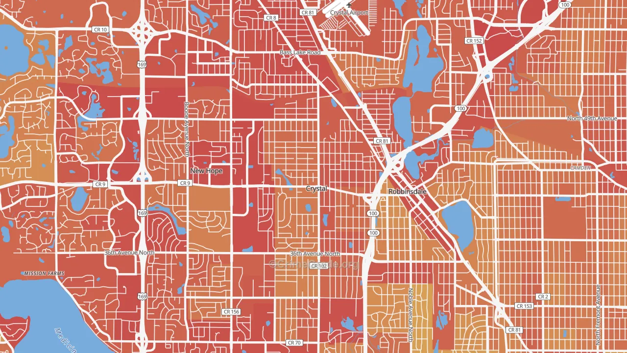 Crystal, MN Map of Vehicle Theft Rates