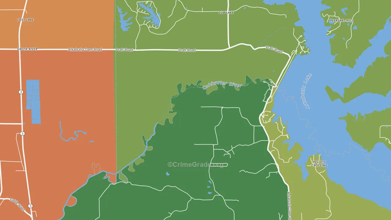 Cub Lake, MS Map of Vehicle Theft Rates