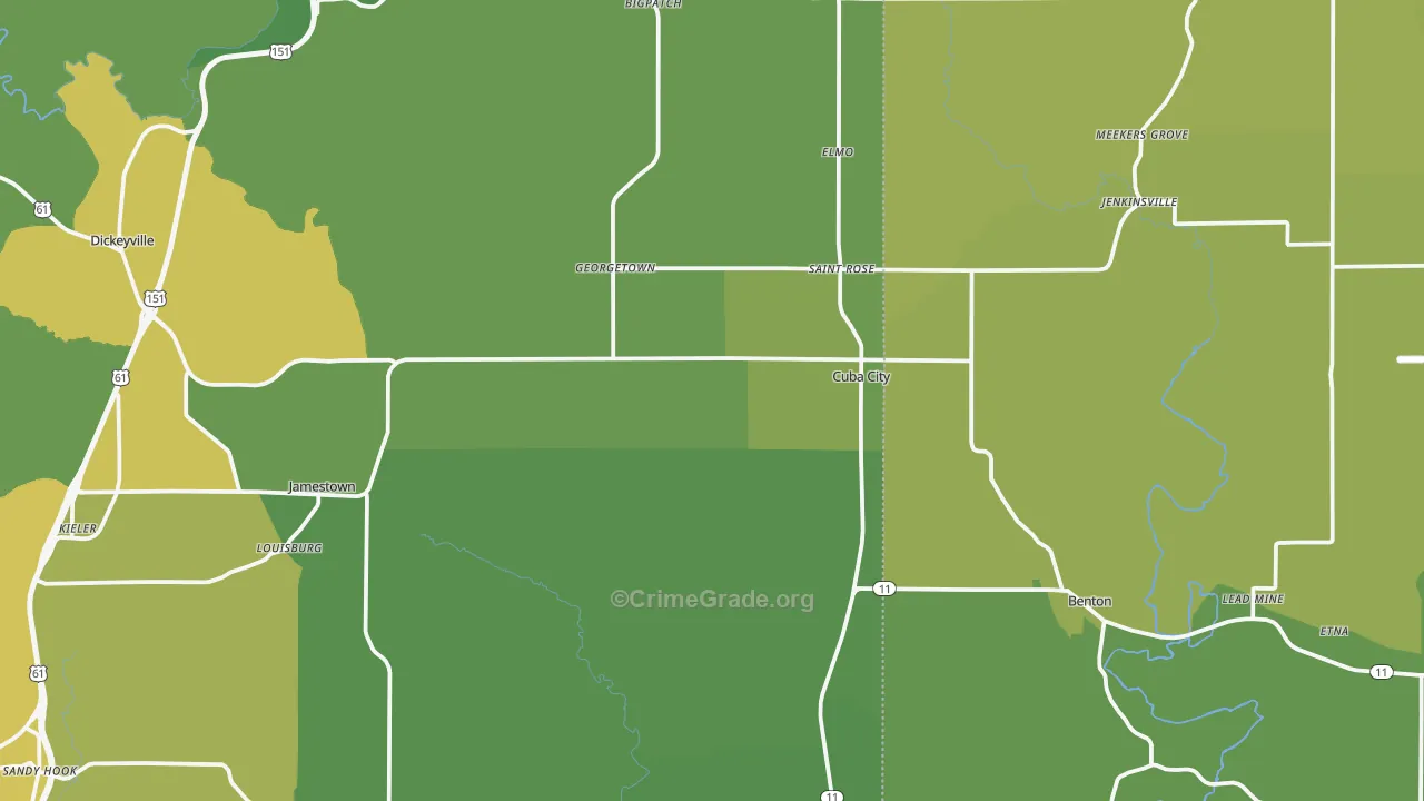 Cuba City, WI Map of Vehicle Theft Rates