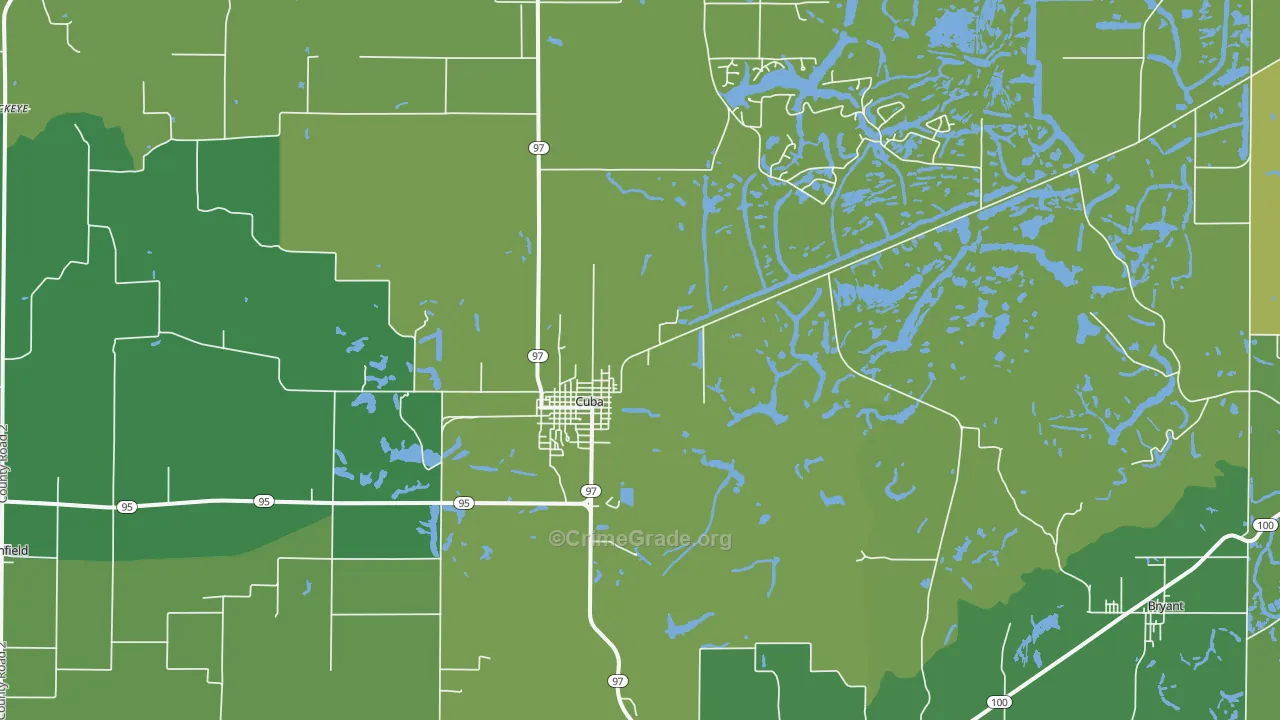 Cuba, IL Map of Vehicle Theft Rates