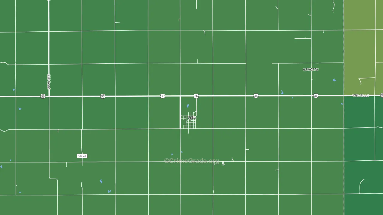 Cuba, KS Map of Vehicle Theft Rates