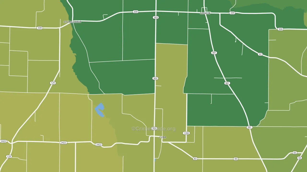 Cuba, KY Map of Vehicle Theft Rates