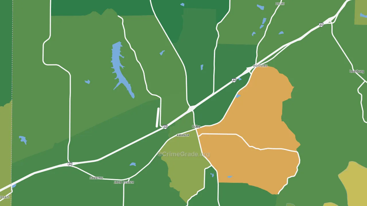 Cuba, MO Map of Vehicle Theft Rates