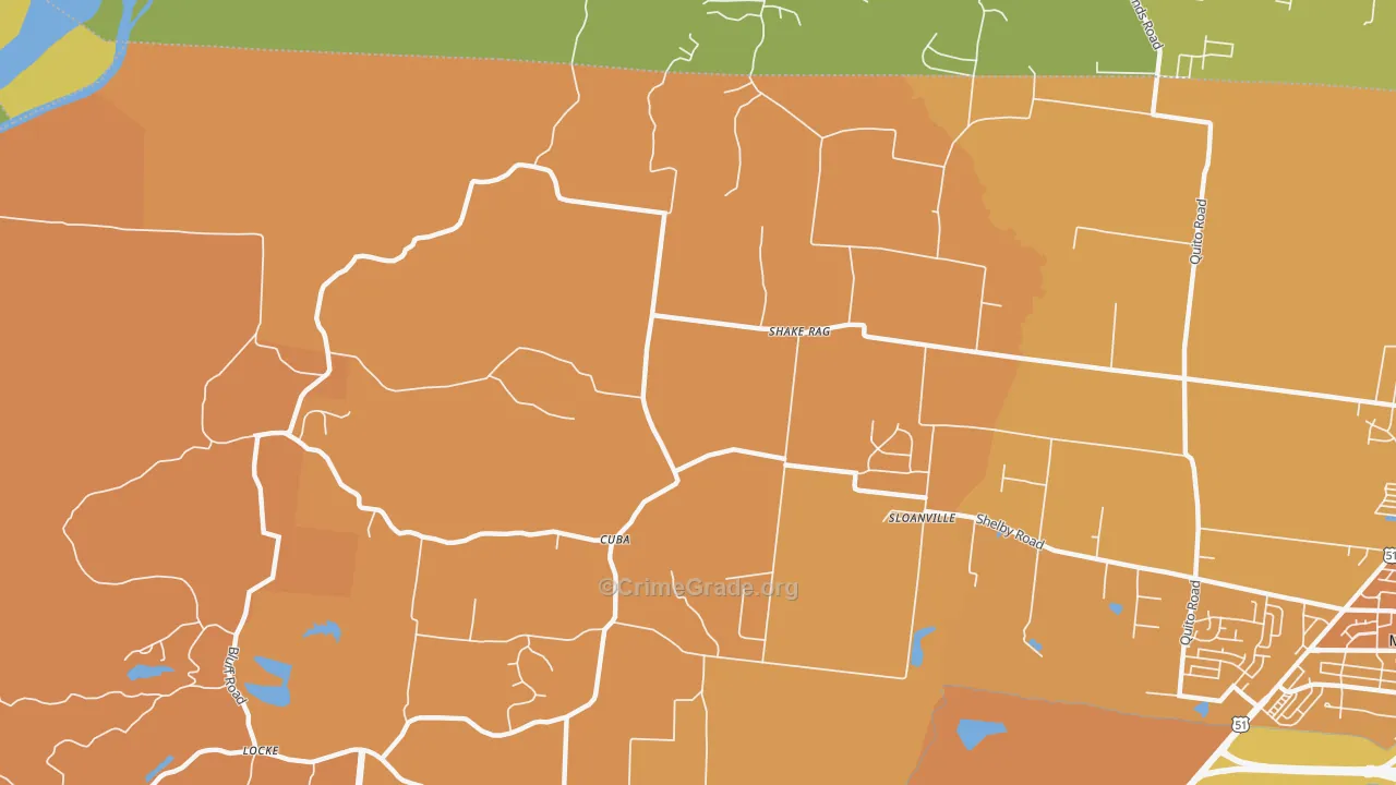 Cuba, TN Map of Vehicle Theft Rates