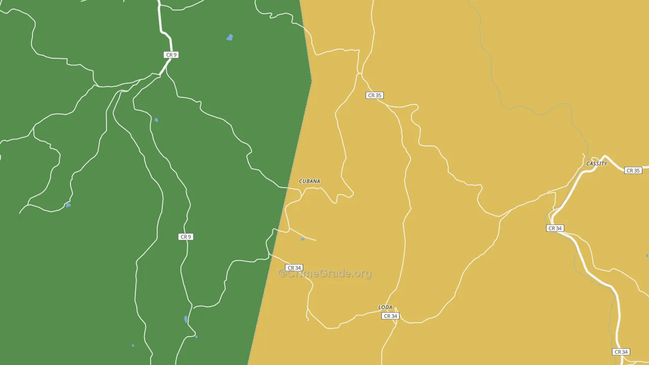 Cubana, WV Map of Vehicle Theft Rates
