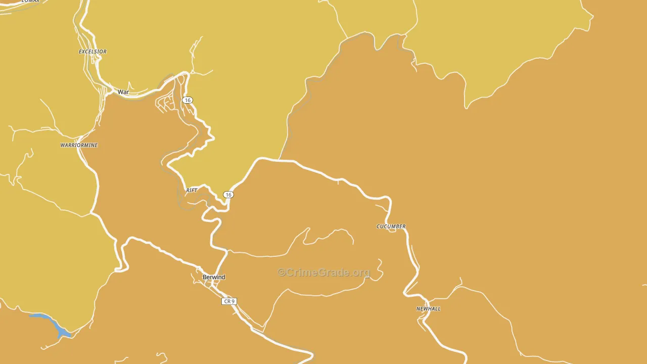 Cucumber, WV Map of Vehicle Theft Rates