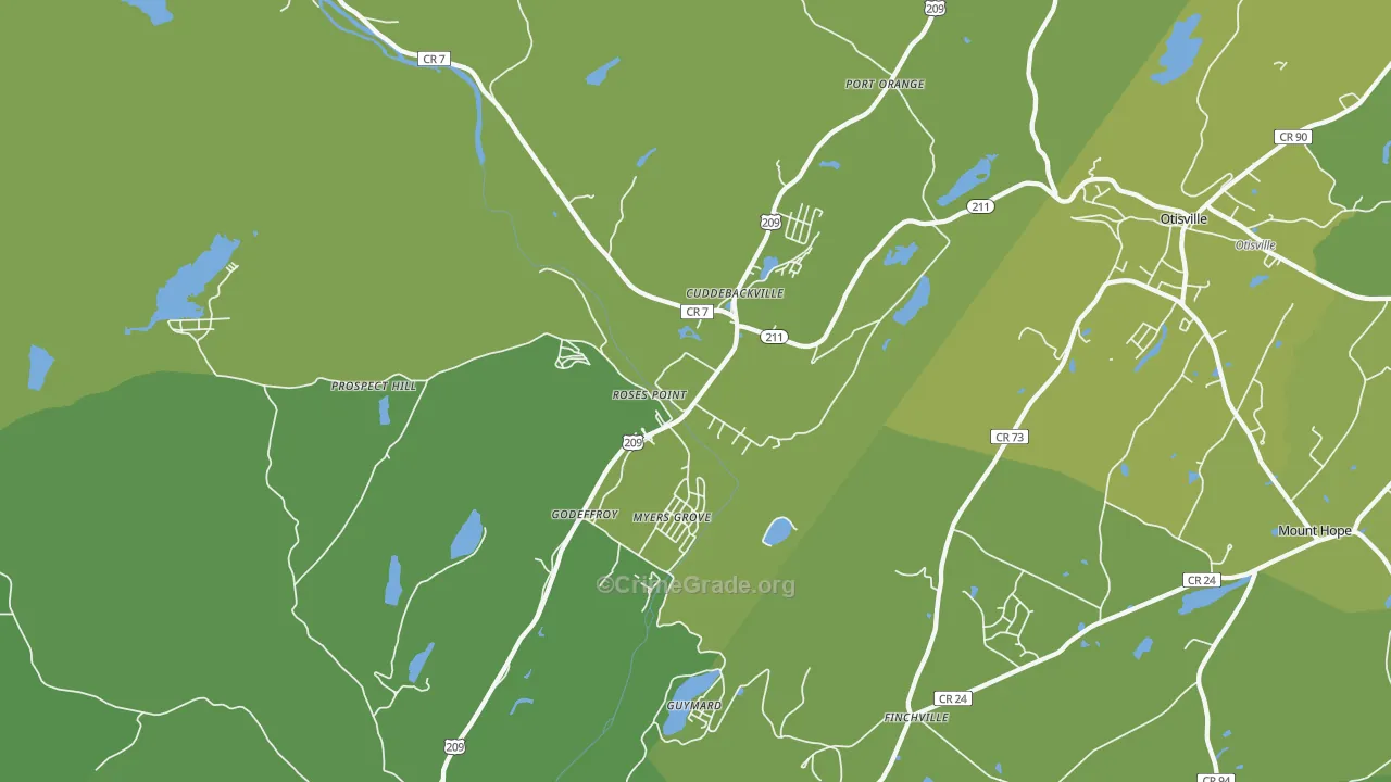 Cuddebackville, NY Map of Vehicle Theft Rates