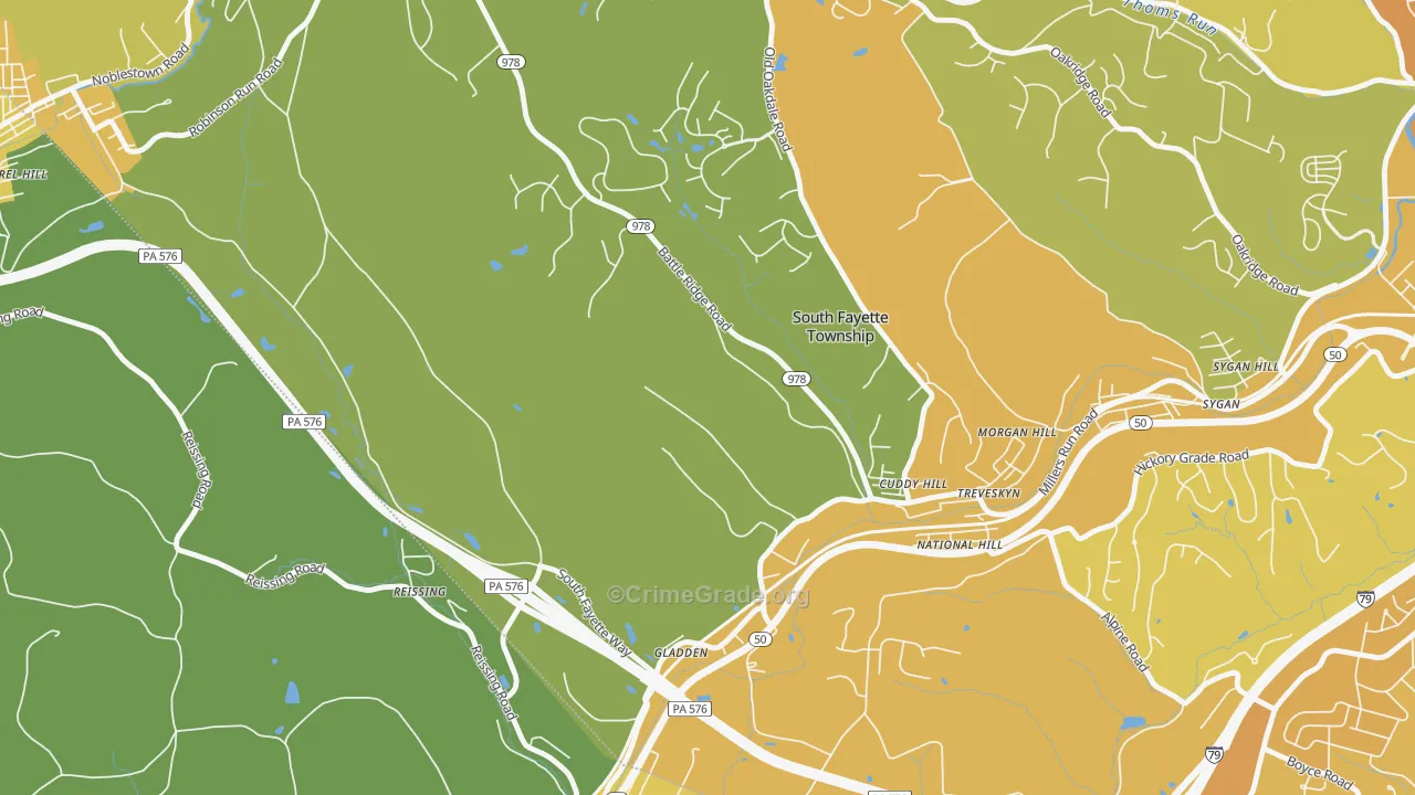 Cuddy, PA Map of Vehicle Theft Rates