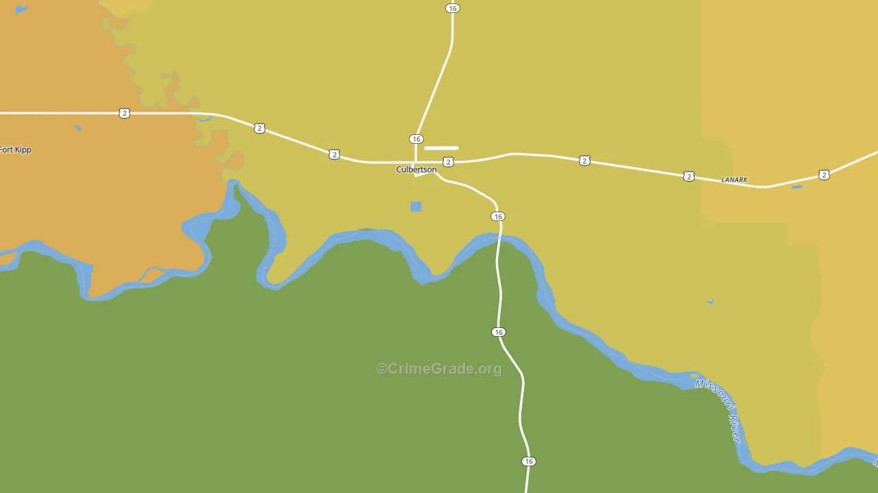 Culbertson, MT Map of Vehicle Theft Rates