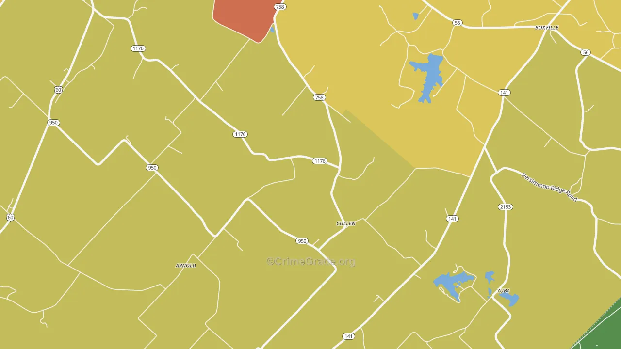 Cullen, KY Map of Vehicle Theft Rates