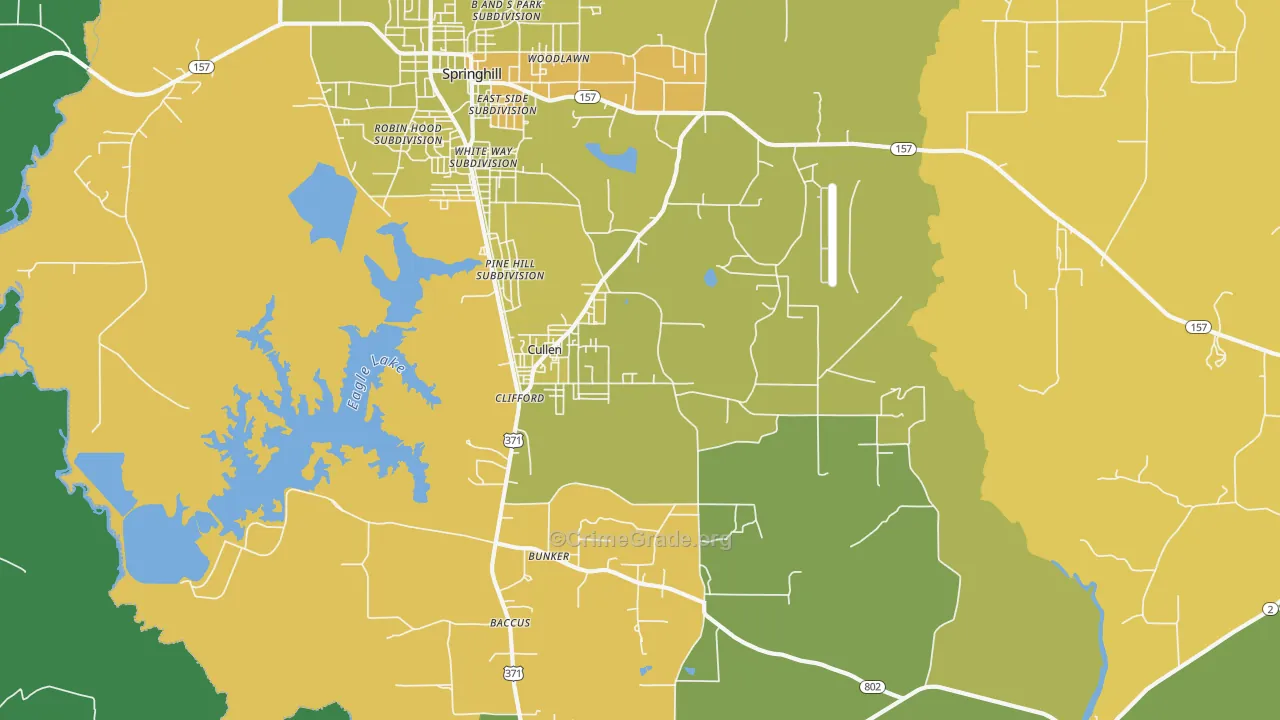 Cullen, LA Map of Vehicle Theft Rates