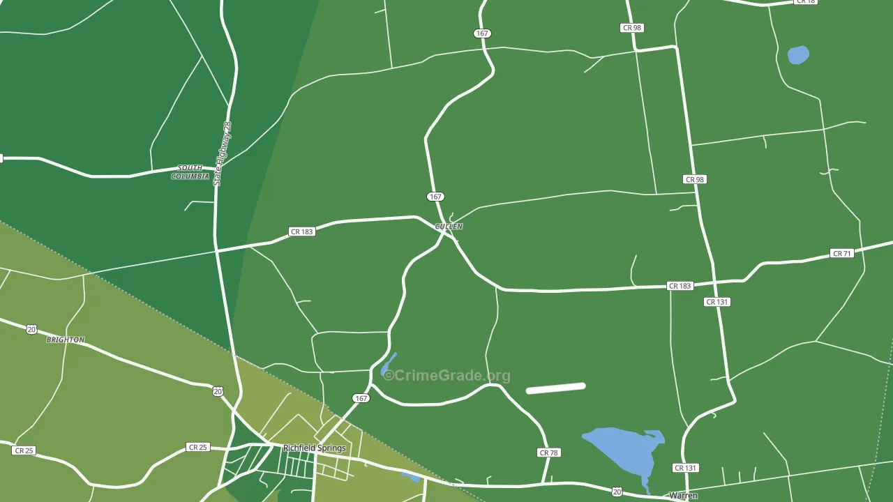 Cullen, NY Map of Vehicle Theft Rates