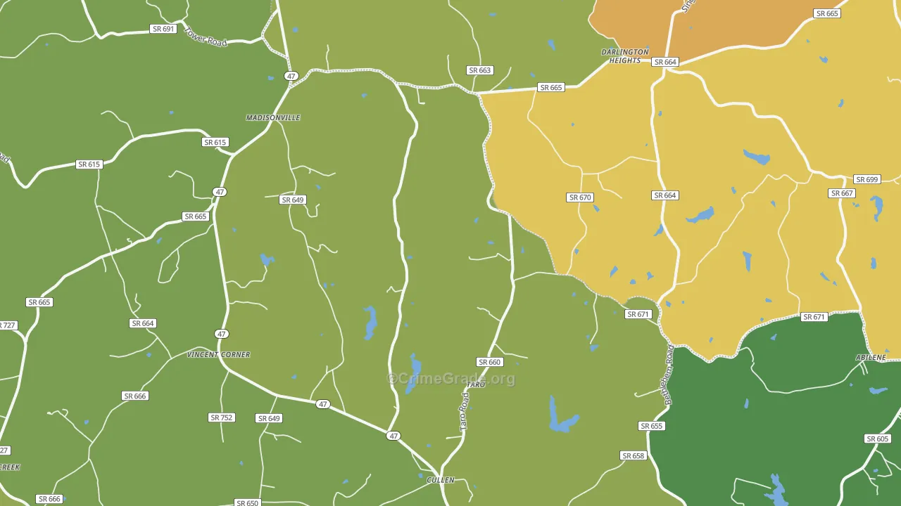 Cullen, VA Map of Vehicle Theft Rates
