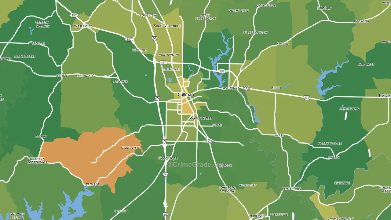 Cullman County, AL Map of Vehicle Theft Rates