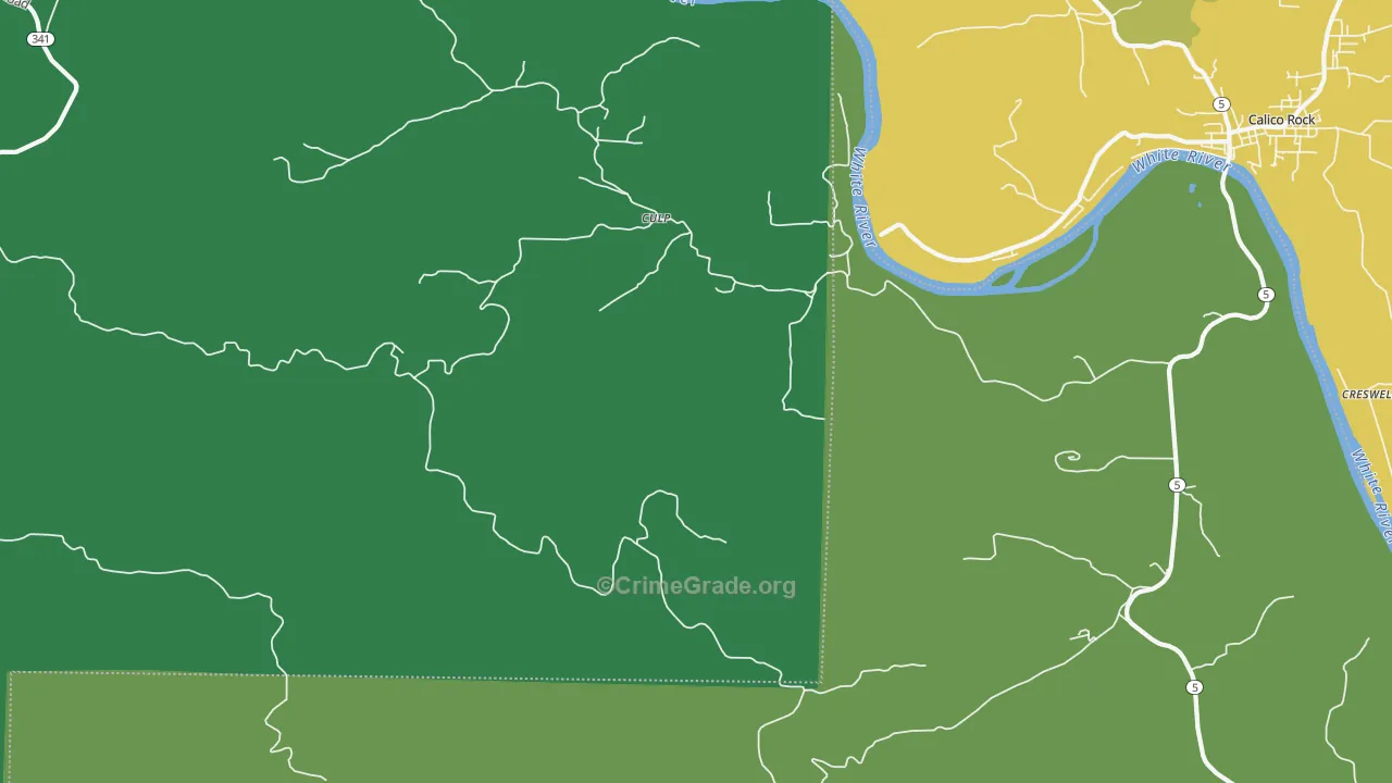 Culp, AR Map of Vehicle Theft Rates