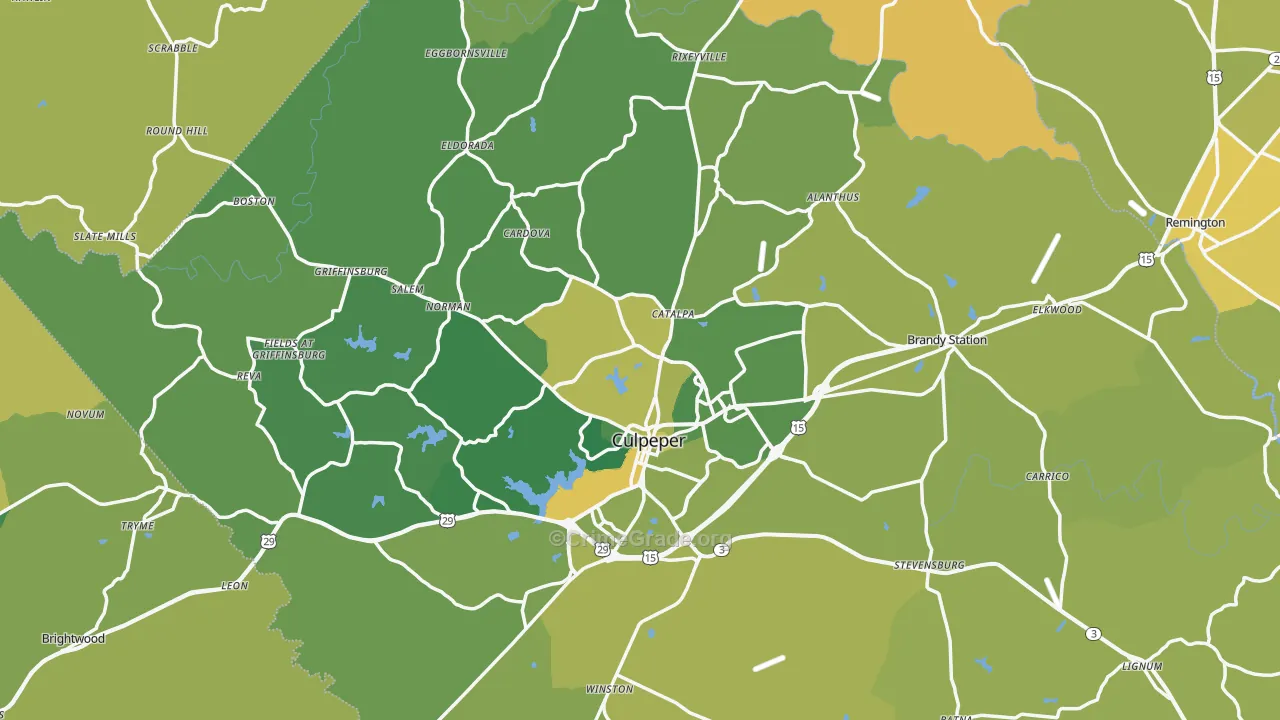 Culpeper County, VA Map of Vehicle Theft Rates