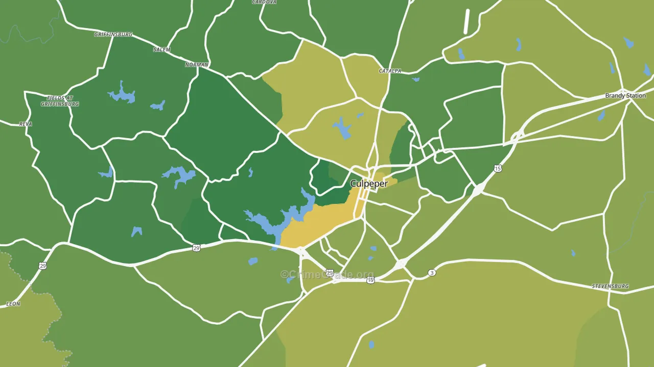Culpeper, VA Map of Vehicle Theft Rates