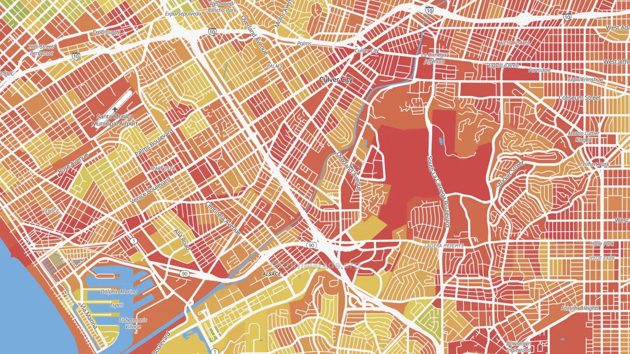 Culver City, CA Map of Vehicle Theft Rates