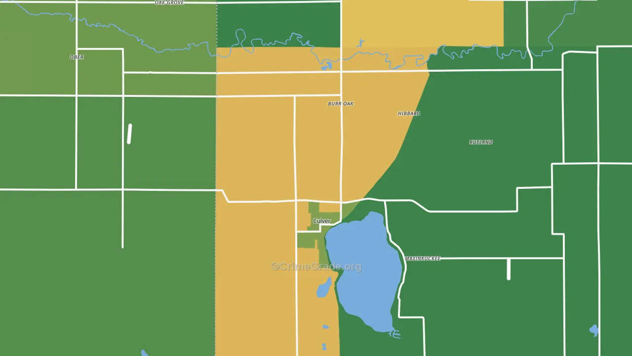 Culver, IN Map of Vehicle Theft Rates