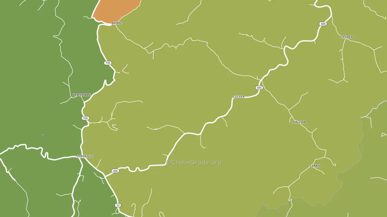 Culver, KY Map of Vehicle Theft Rates