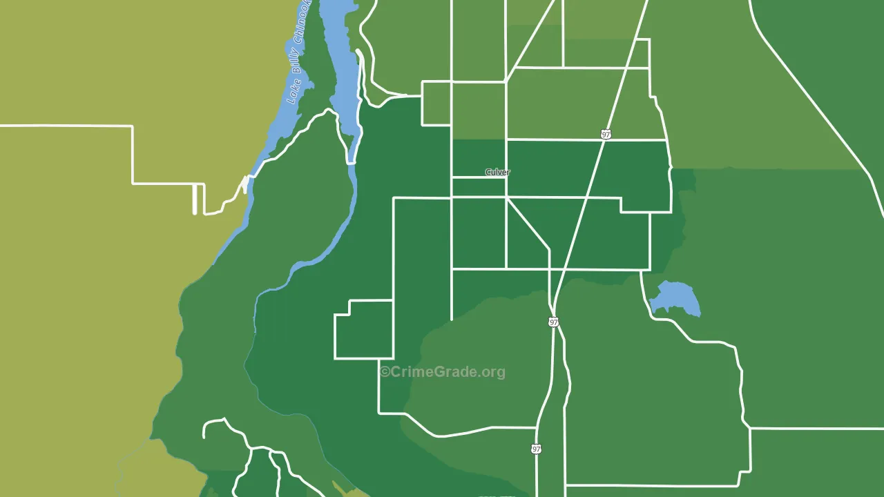 Culver, OR Map of Vehicle Theft Rates