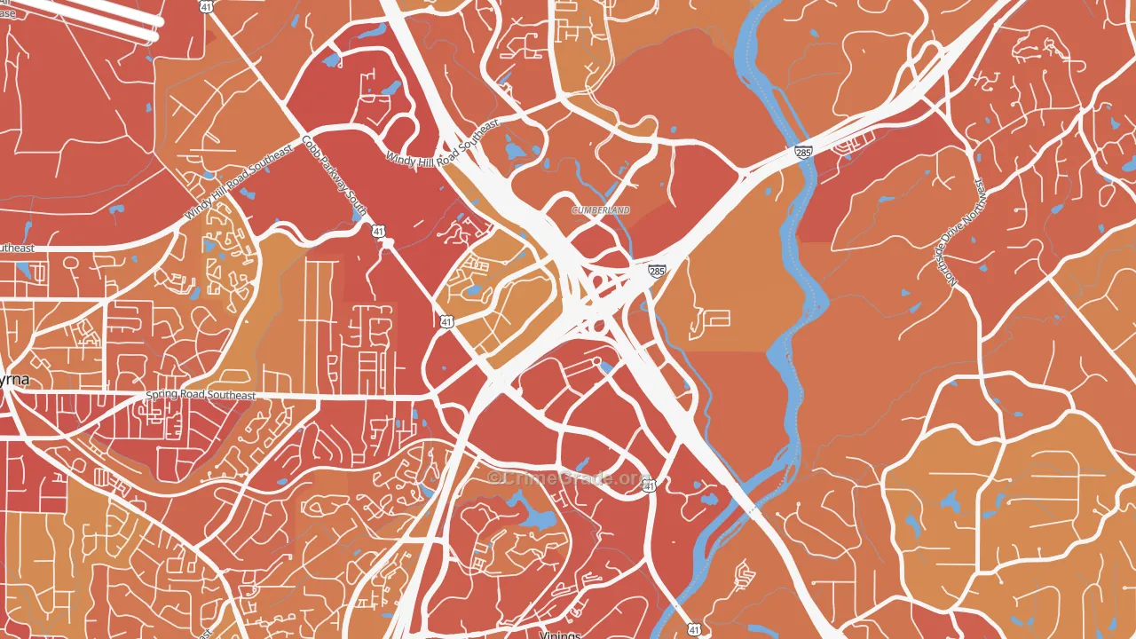 Cumberland, Atlanta, GA Map of Vehicle Theft Rates