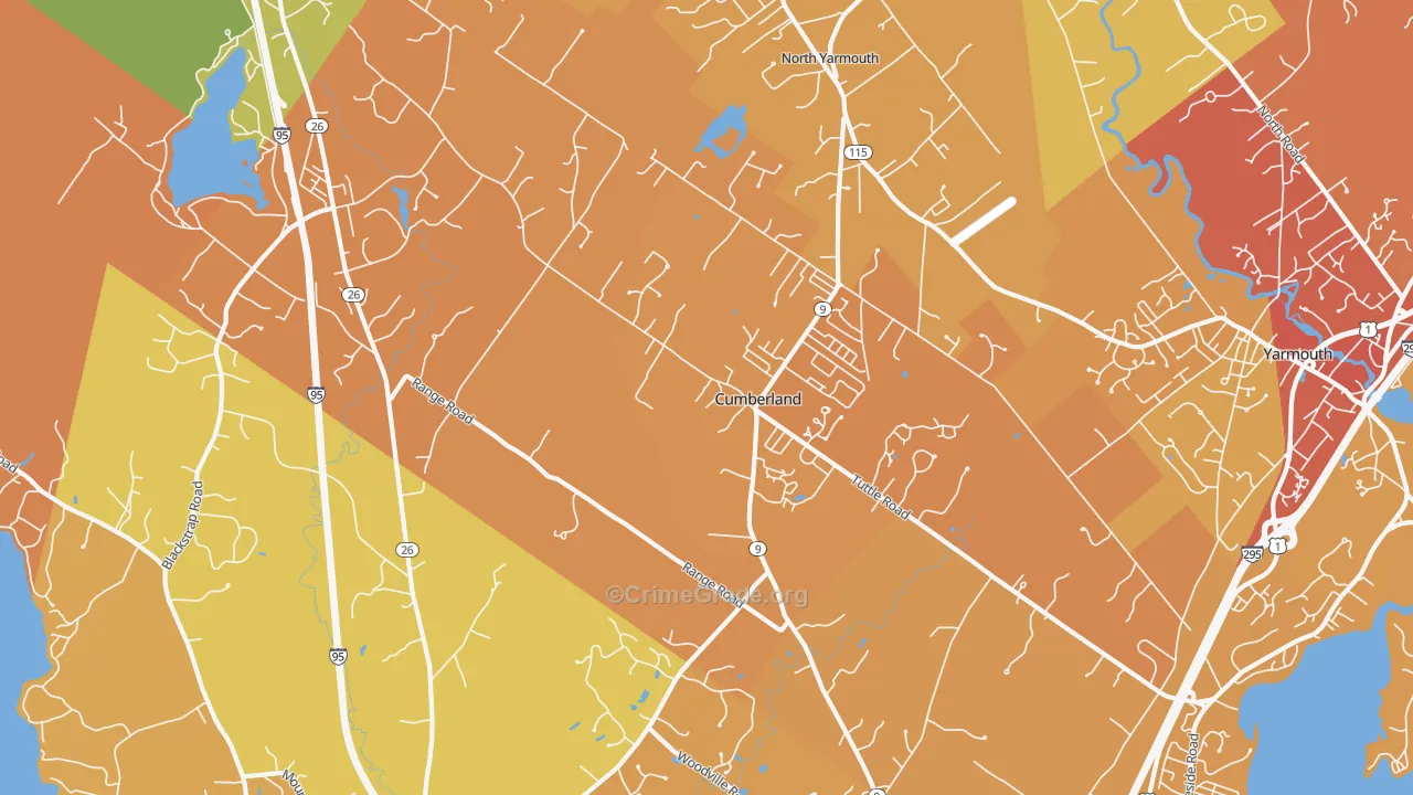 Cumberland Center, ME Map of Vehicle Theft Rates