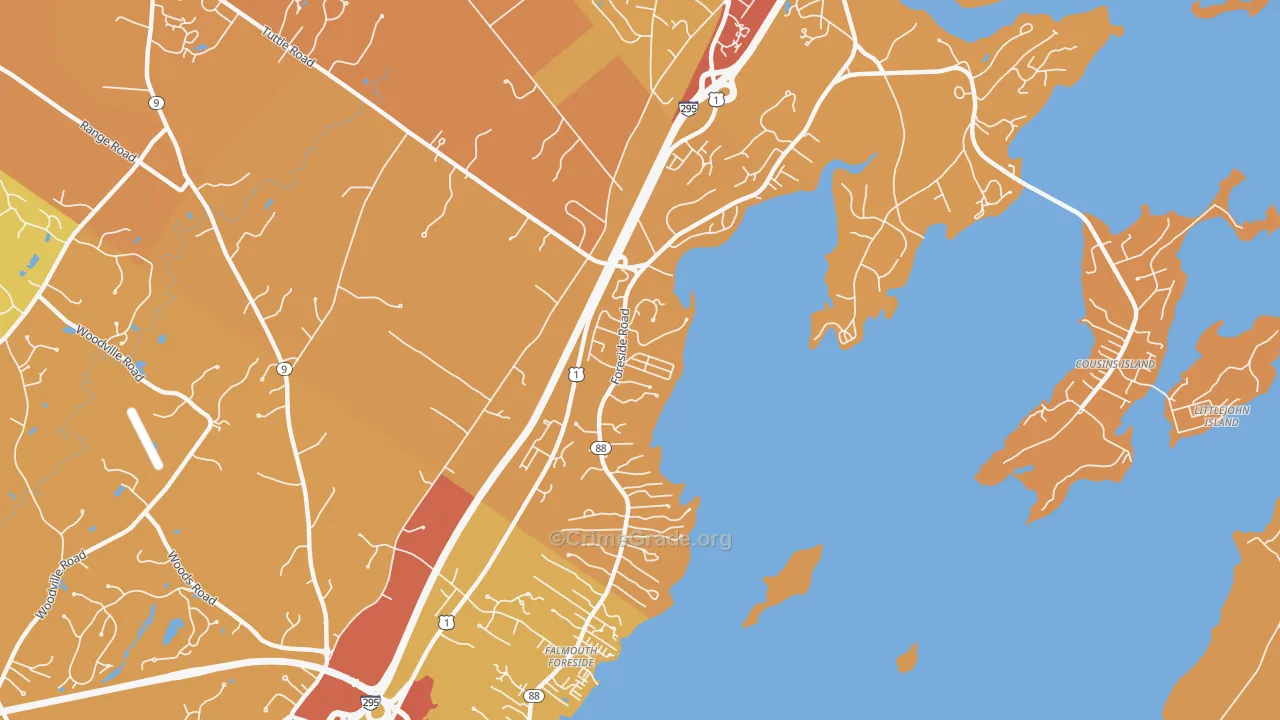 Cumberland Foreside, ME Map of Vehicle Theft Rates