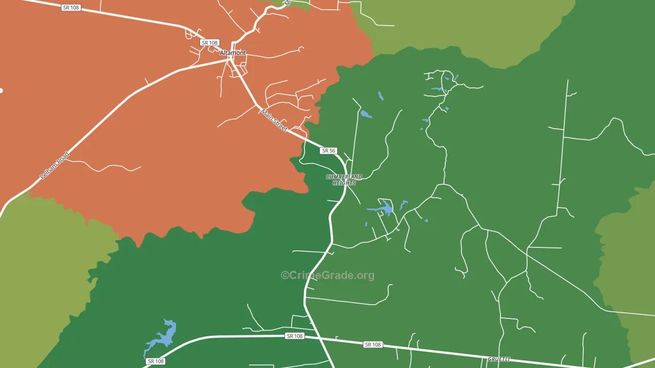 Cumberland Heights, TN Map of Vehicle Theft Rates