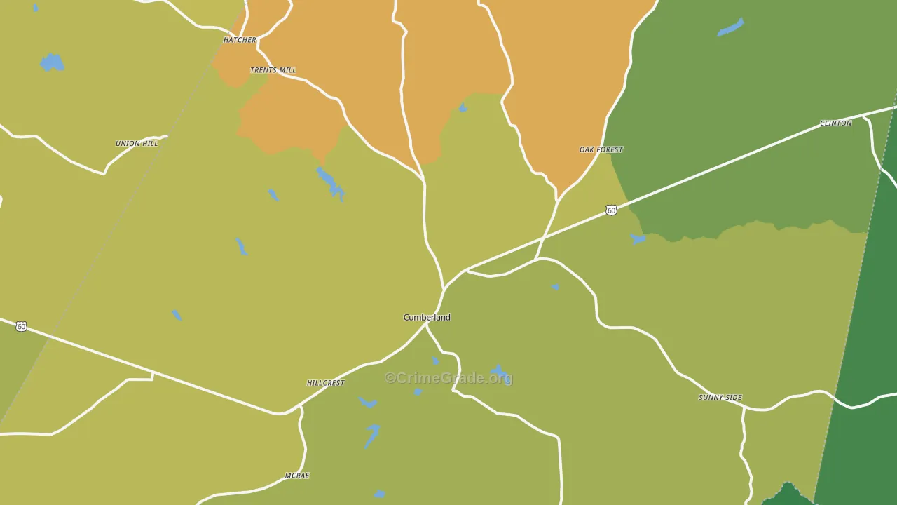 Cumberland, VA Map of Vehicle Theft Rates