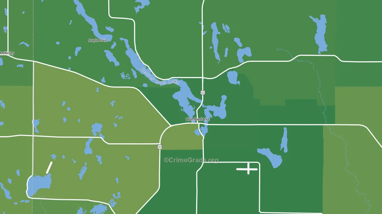 Cumberland, WI Map of Vehicle Theft Rates