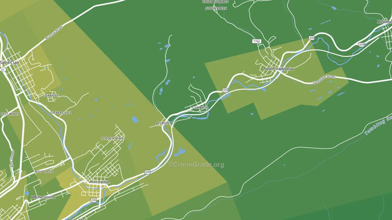 Cumbola, PA Map of Vehicle Theft Rates