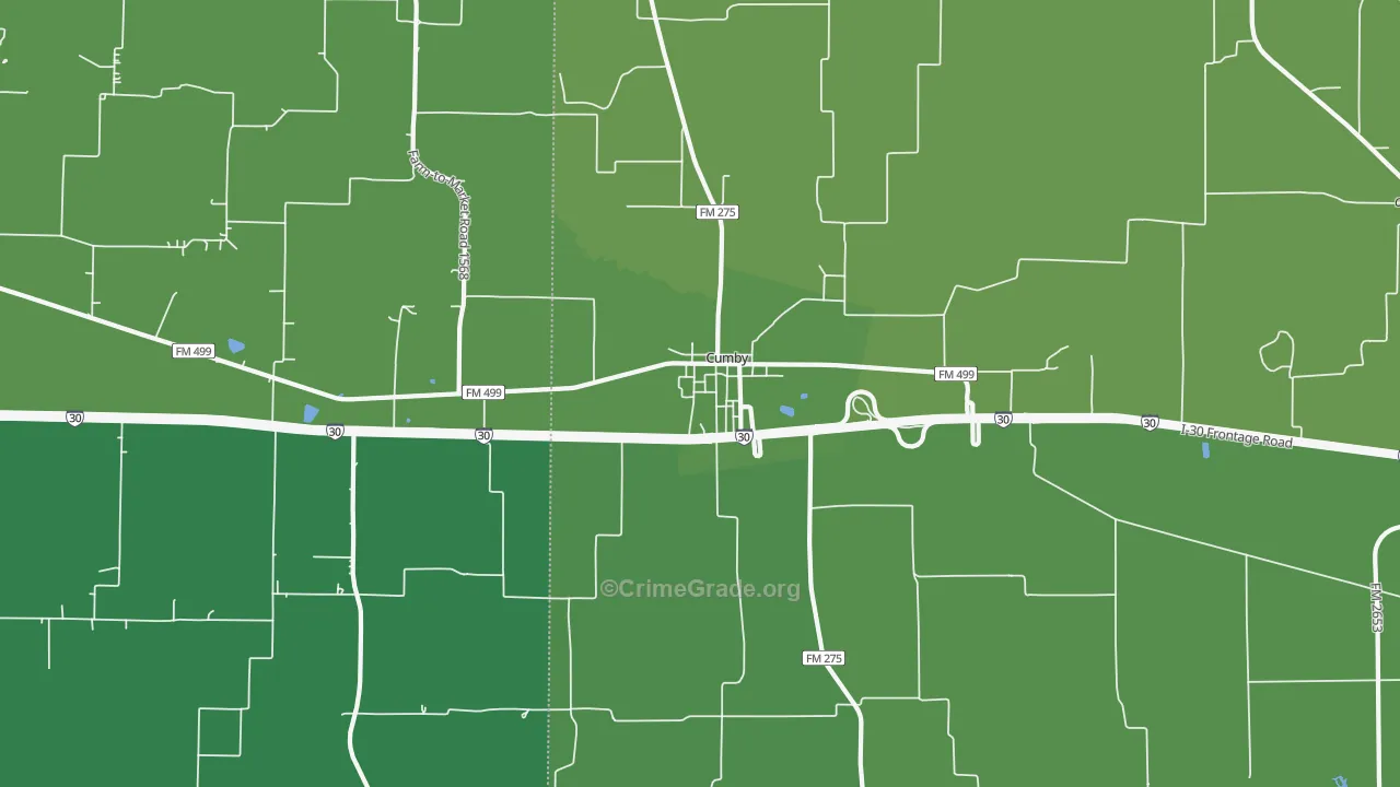 Cumby, TX Map of Vehicle Theft Rates