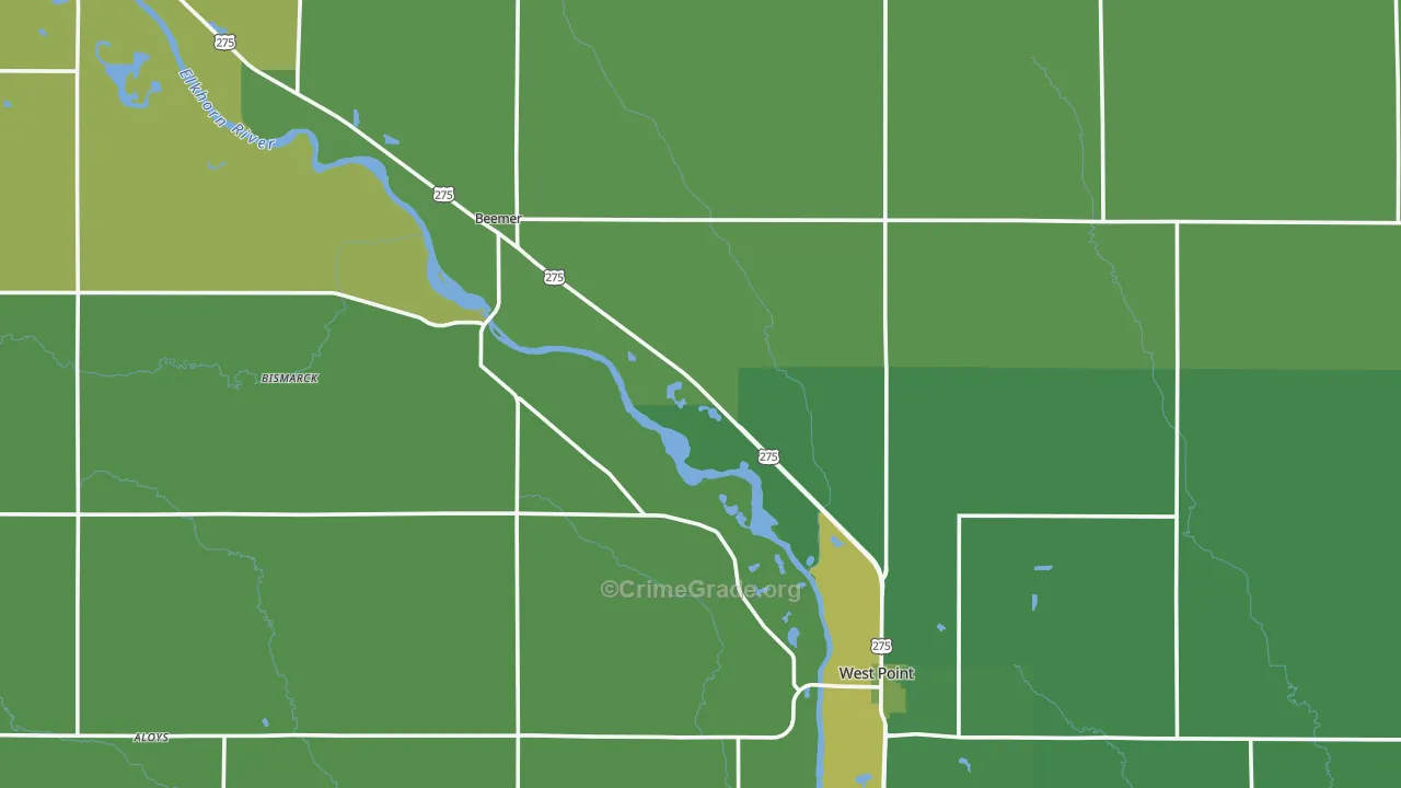 Cuming County, NE Map of Vehicle Theft Rates