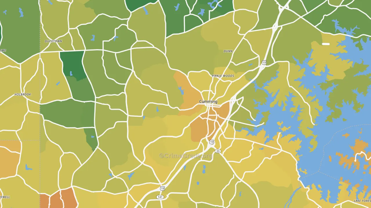 Cumming, GA Map of Vehicle Theft Rates