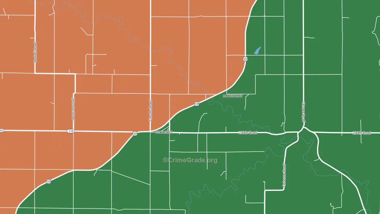 Cummings, KS Map of Vehicle Theft Rates