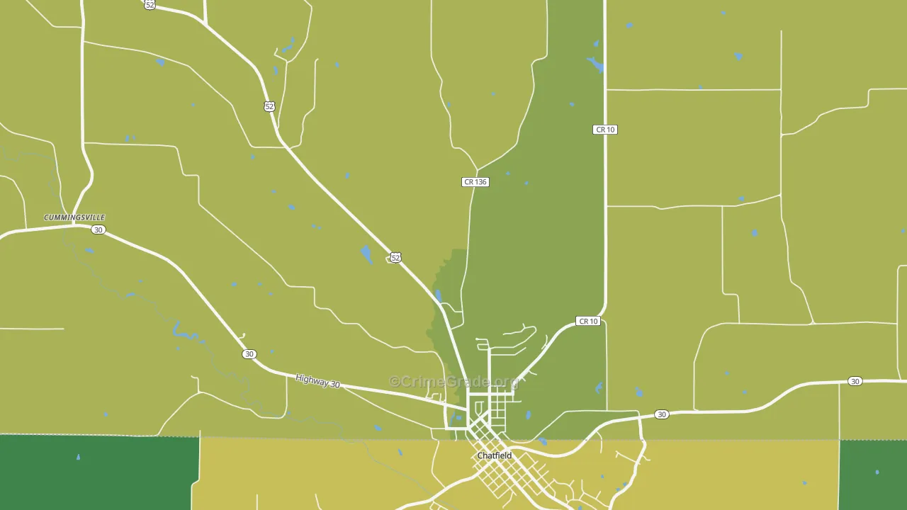 Cummingsville, MN Map of Vehicle Theft Rates