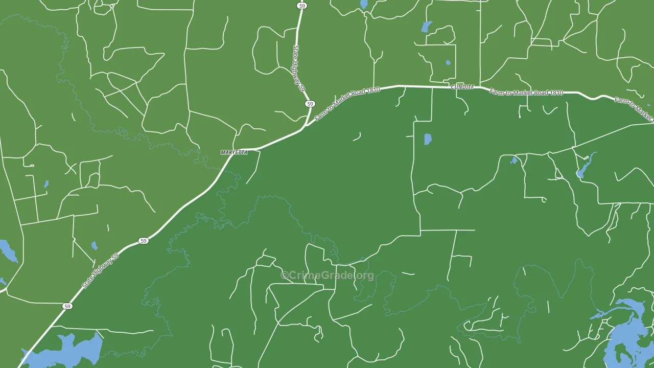 Cundiff, TX Map of Vehicle Theft Rates