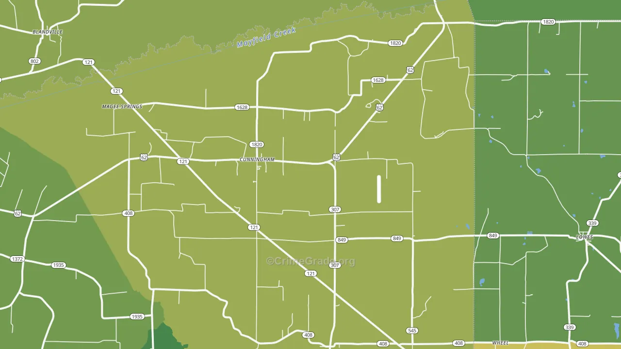 Cunningham, KY Map of Vehicle Theft Rates